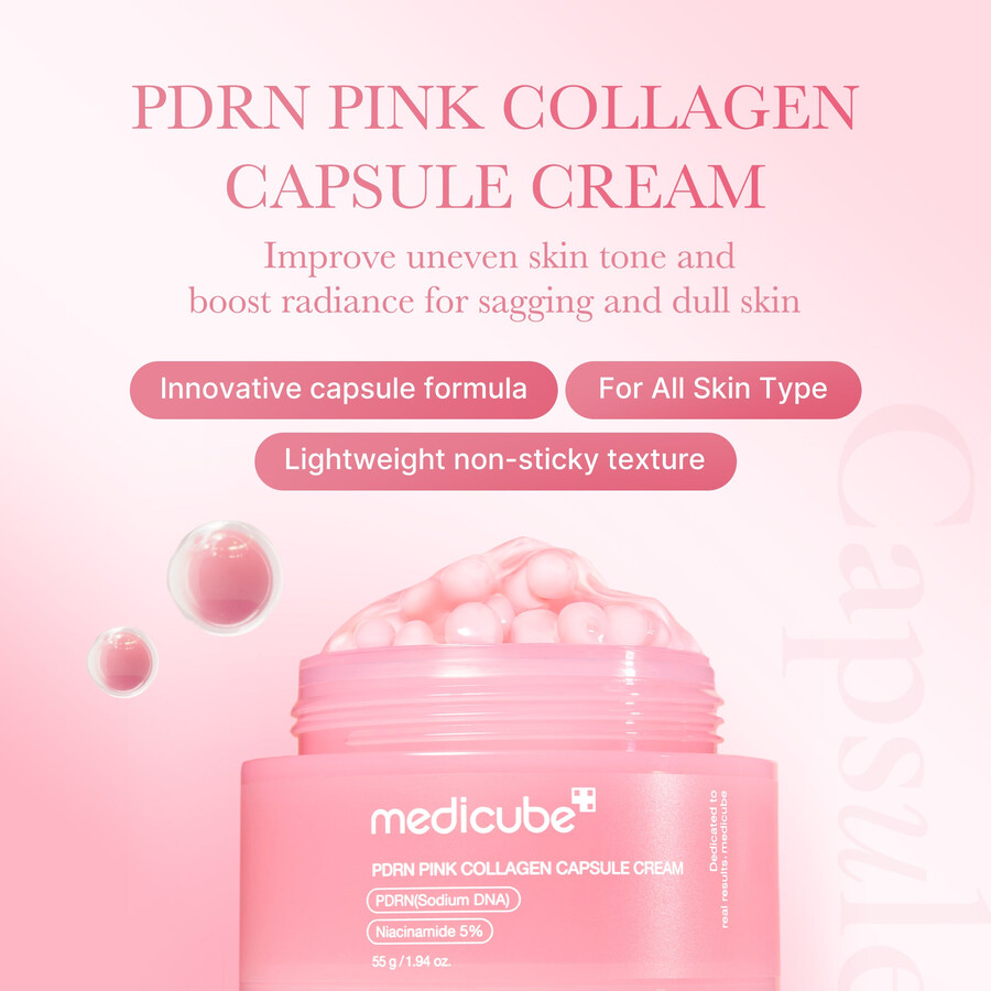 crema de colágeno rosa en cápsulas medicube pdrn
