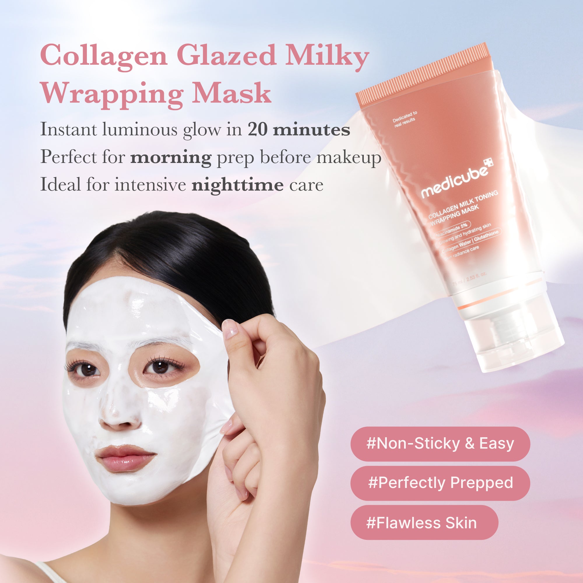 mascarilla envolvente diurna con colágeno y brillo lechoso