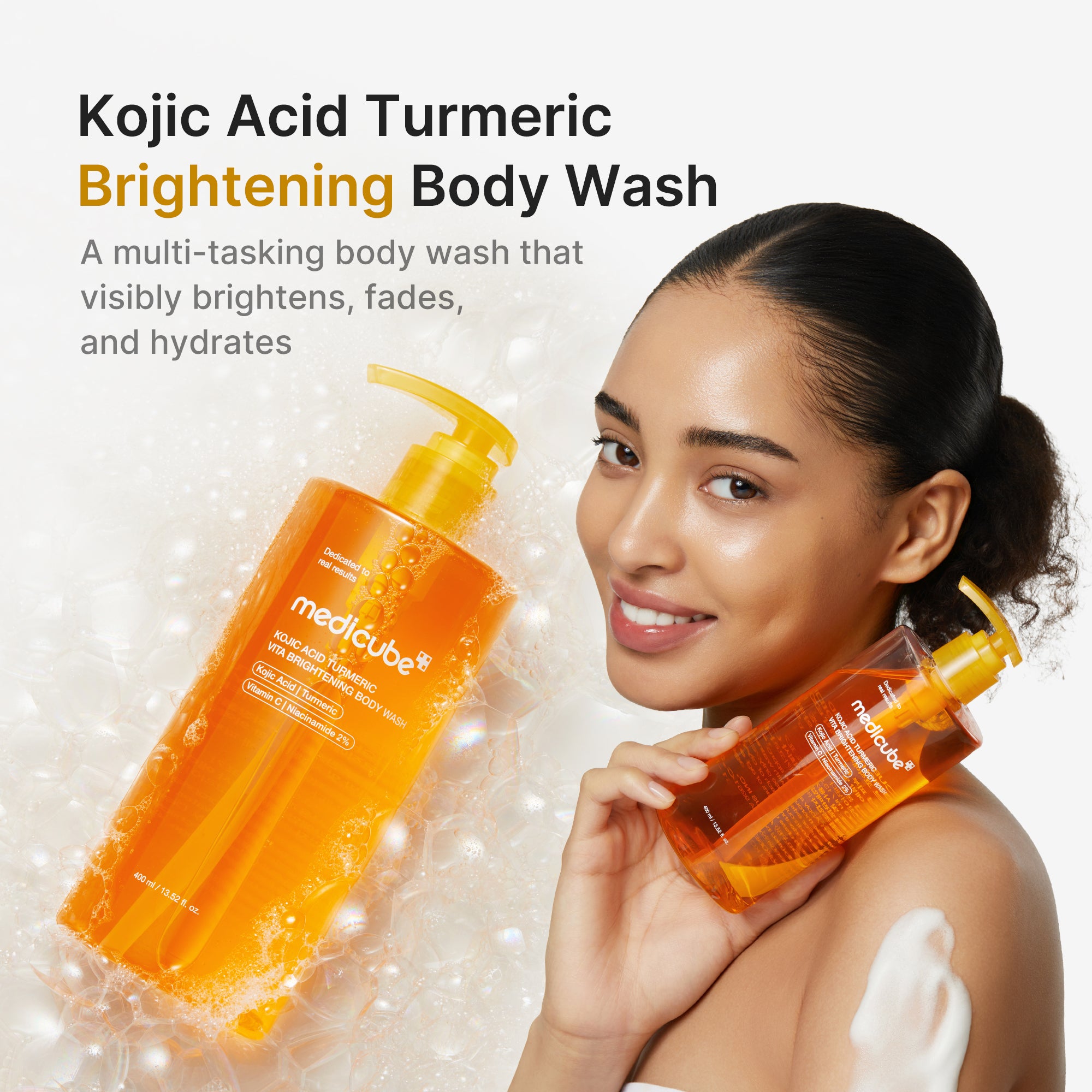 gel de baño iluminador con cúrcuma y ácido kójico