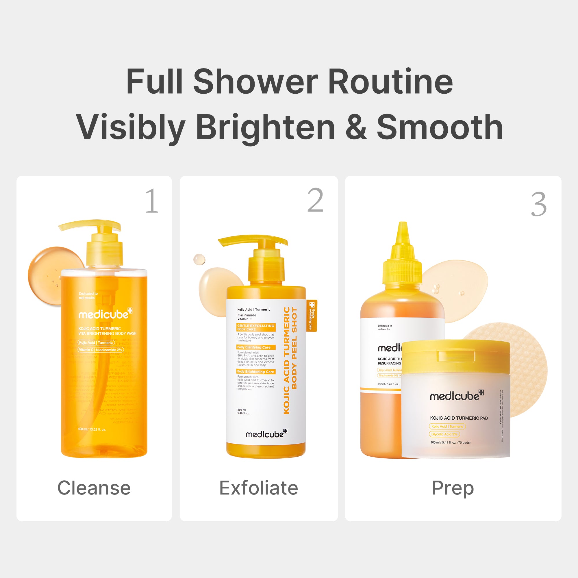 gel de baño iluminador con cúrcuma y ácido kójico